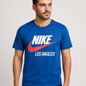 Vintage Nike Los Angeles Graphic T Shirt Blue Small Mens Swoosh Logo Tee Small